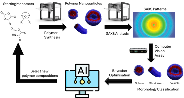 Example automated workflow for polymer nanoparticle synthesis